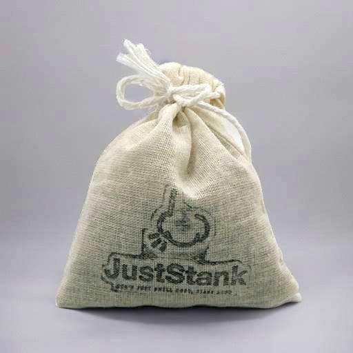 Wave Rider masculine air freshener in a natural muslin bag with JustStank logo, bergamot and citrus scent, long-lasting freshness